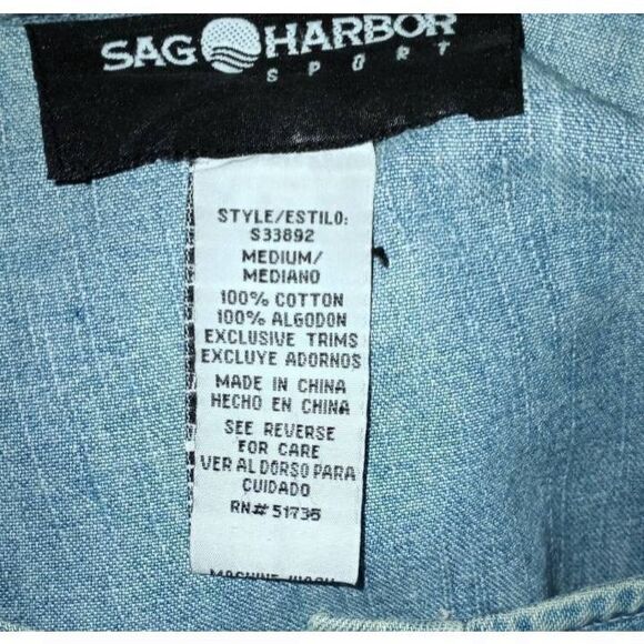 SAG HARBOR SPORT DENIM & GRAY BLOUSE SZ.M EUC - Picture 5 of 5